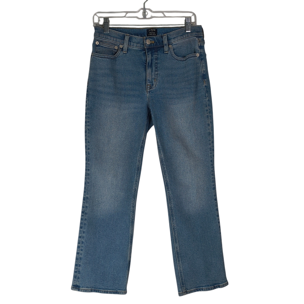 J Crew Jeans Women's 27 Blue Mid Rise Flare Crop Denim Stretch 5 Pockets CG352